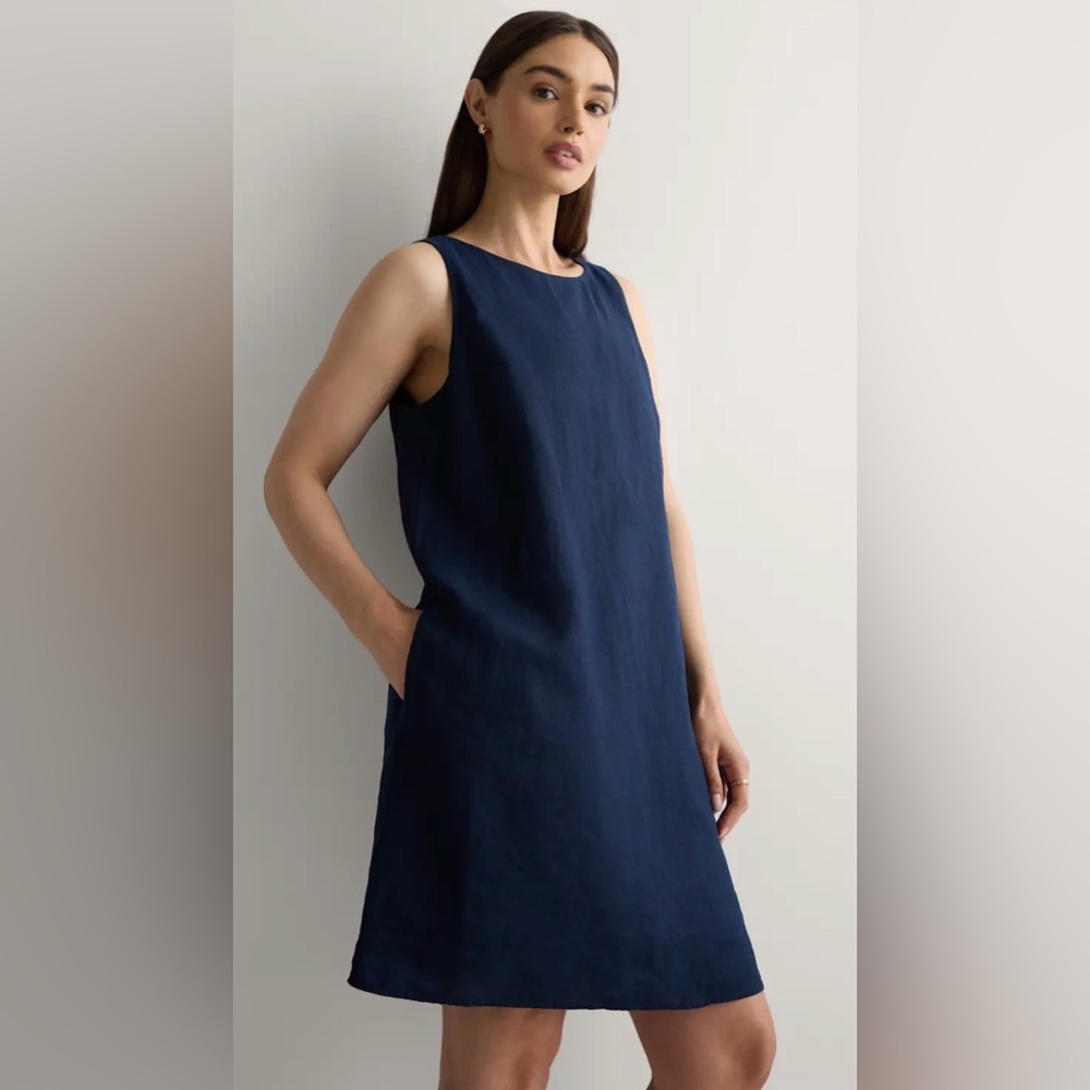 Quince Navy Blue Sleeveless Mini Dress